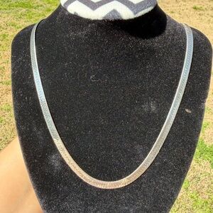 14K Gold Plated Silver Tone Herringbone Chain 24”